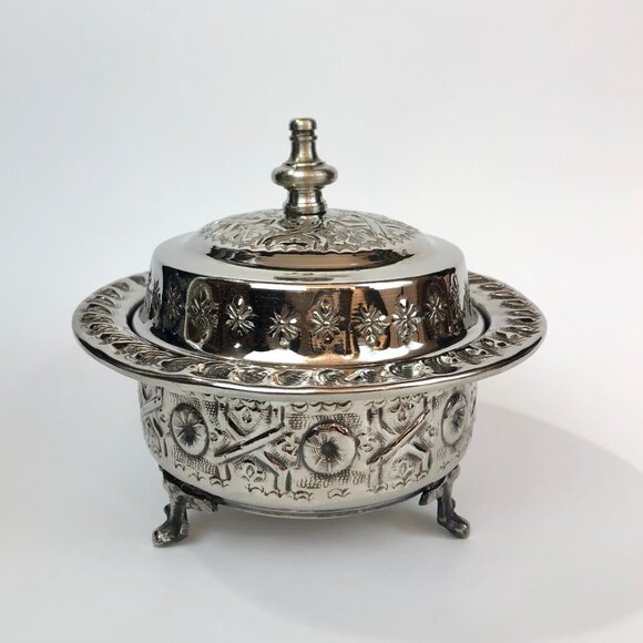 Vintage Moroccan Tea & Coffee Set 6-Piece Handmade in Fes Silver Plate - Picture 5 of 15